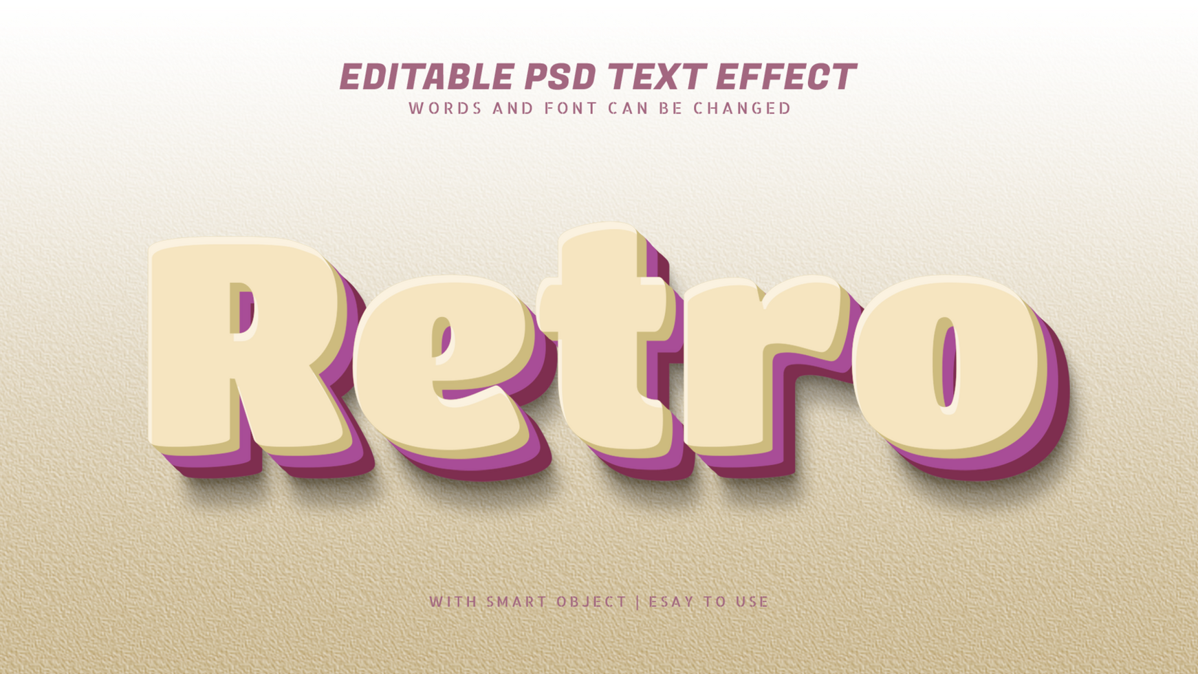 Retro 3d style text effect editable psd