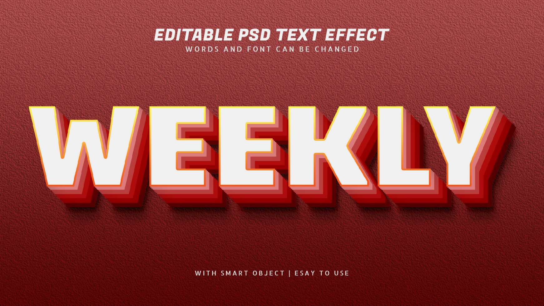 Weekly 3d style text effect editable psd