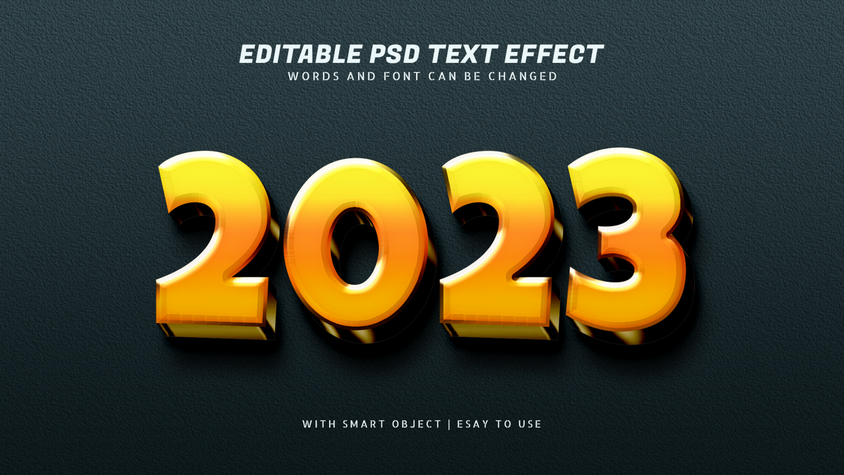 2023 3d yellow text effect editable psd