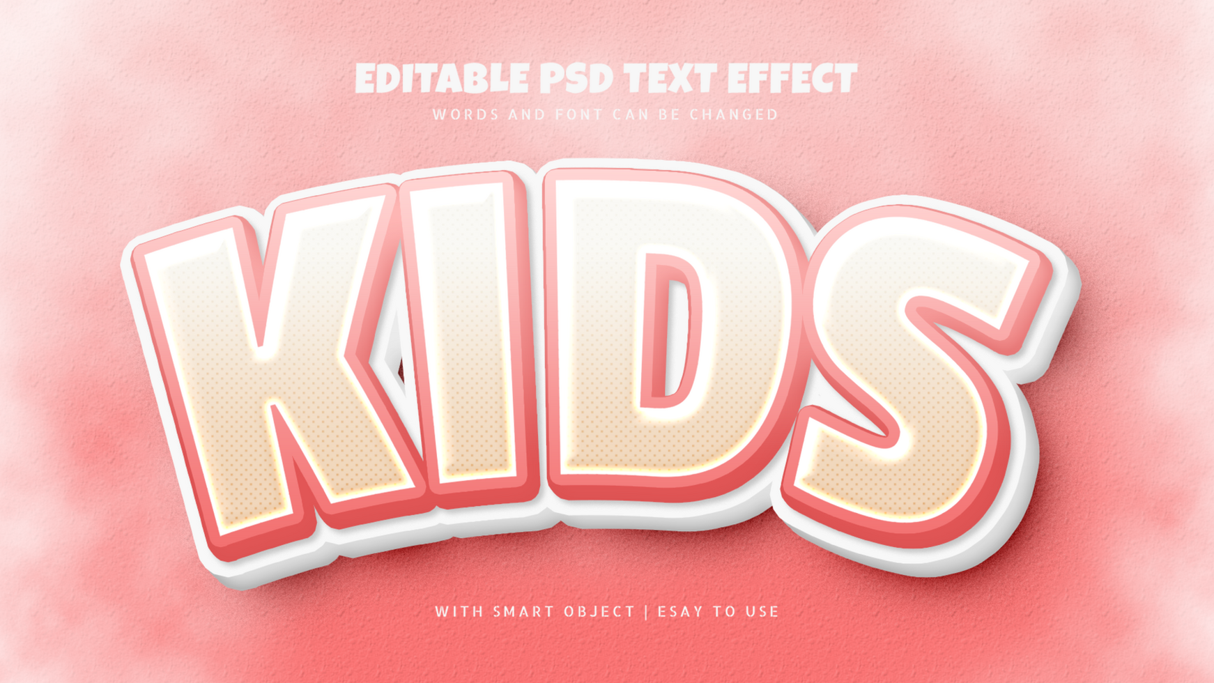 Kids 3d cartoon style text effect on cloud background psd