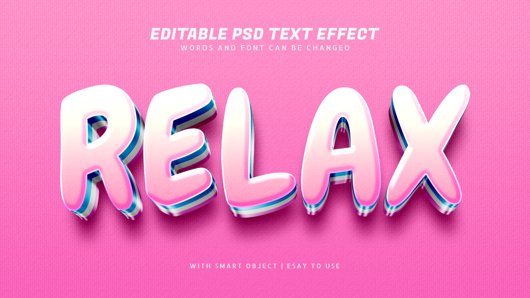Relax 3d pink text effect editable psd