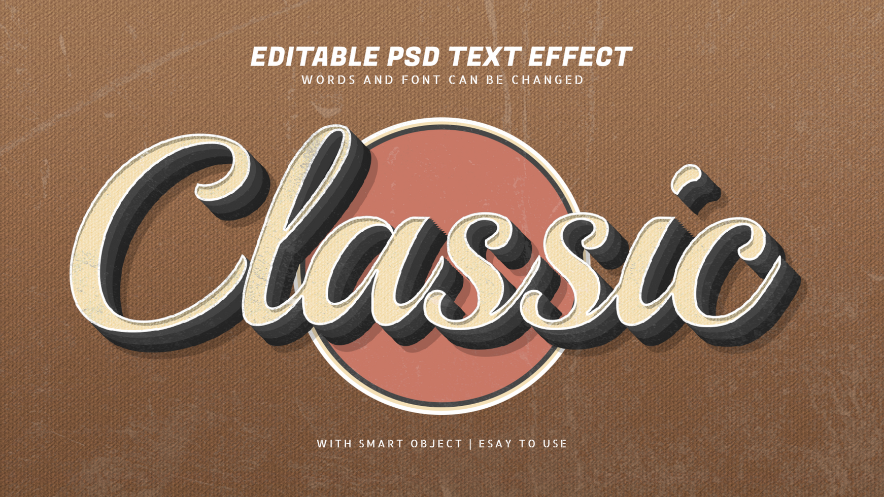 Classic 3d vintage retro style text effect psd
