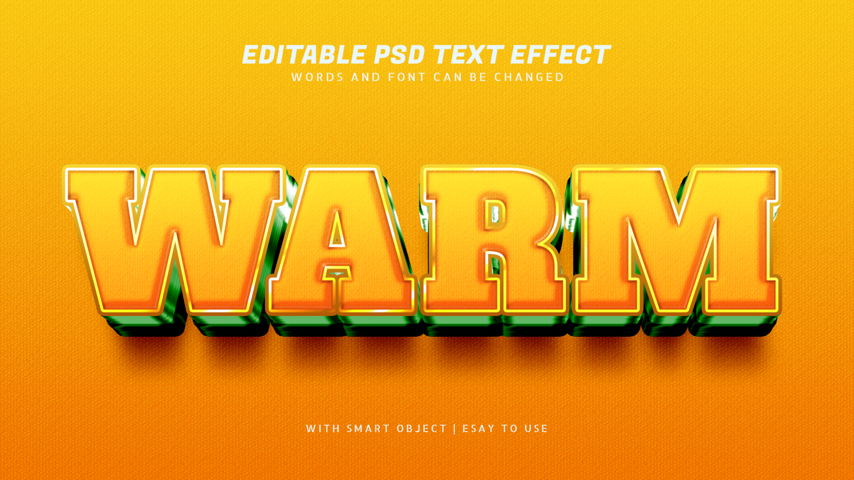 Warm 3d orange text effect editable psd