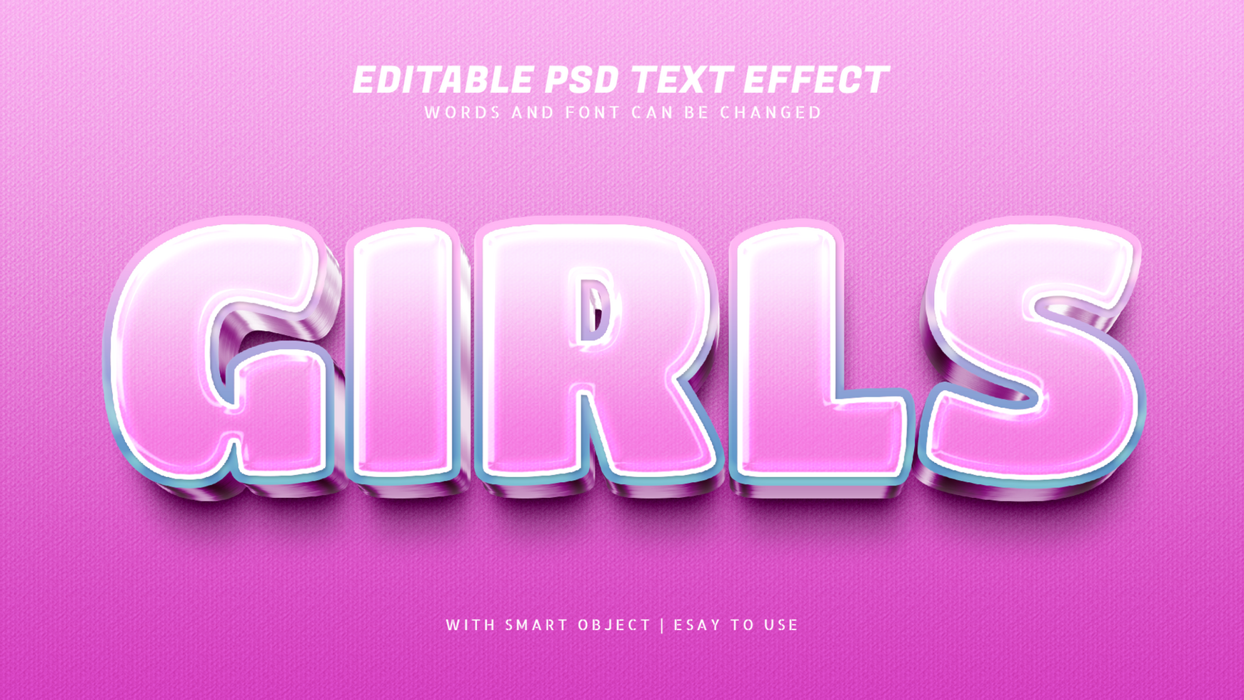 Girl 3d pink text effect editable psd