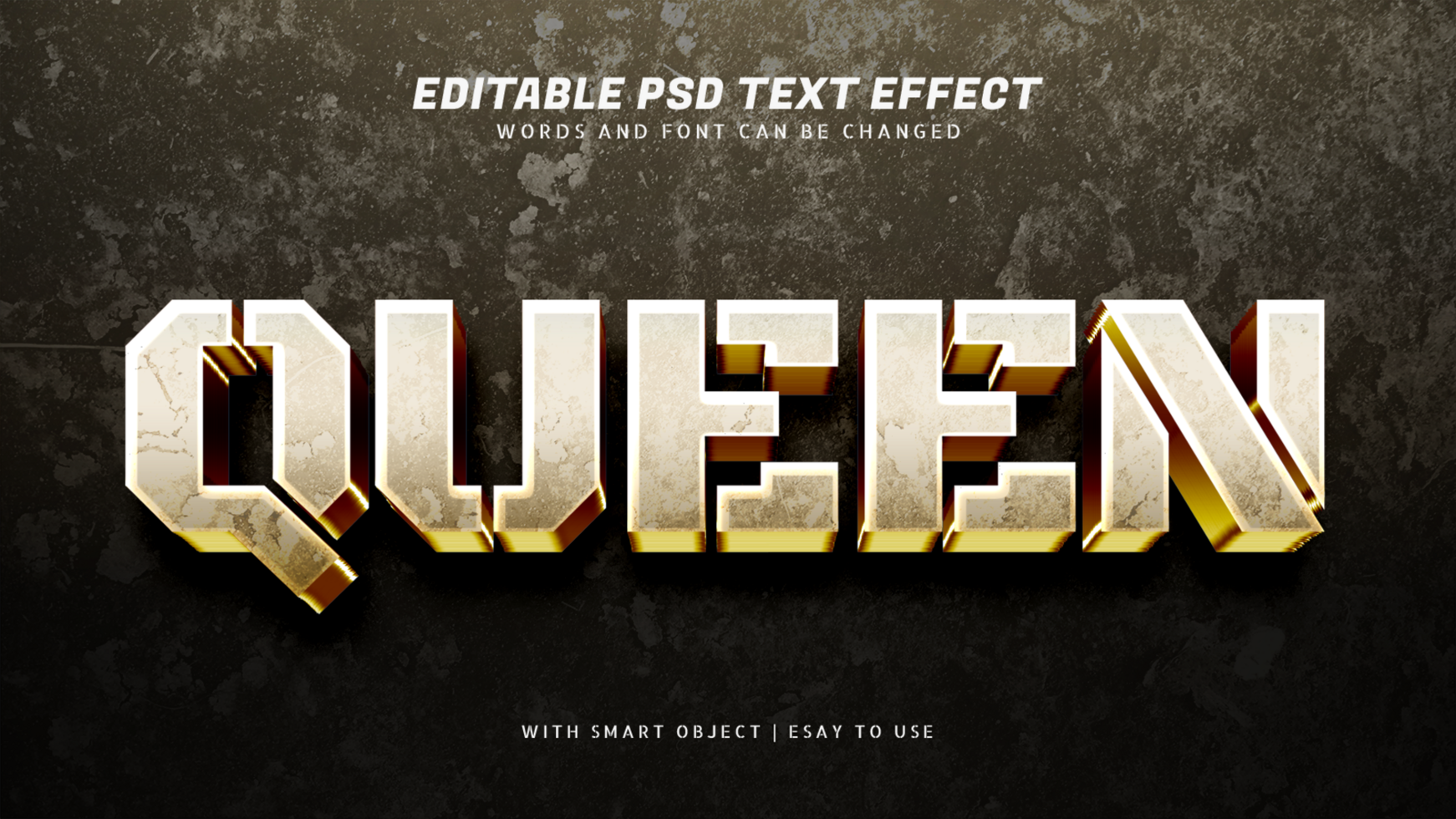 Queen gold 3d text effect editable psd