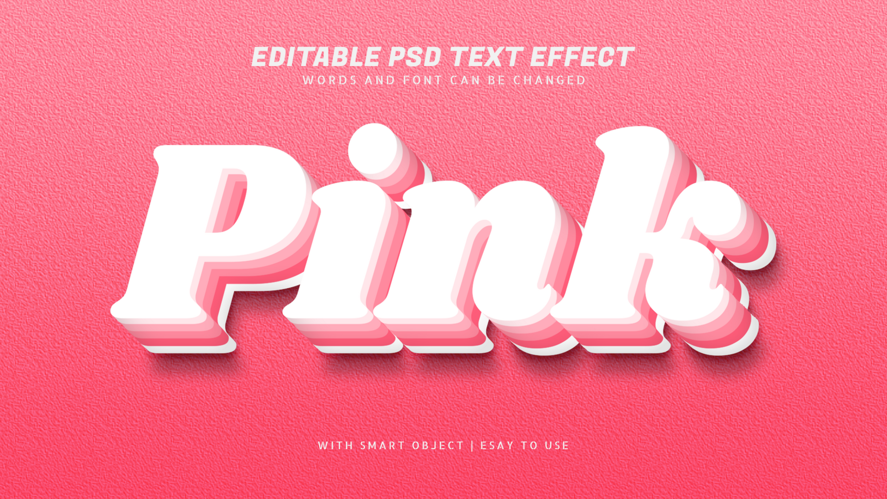 Pink 3d style text effect editable psd