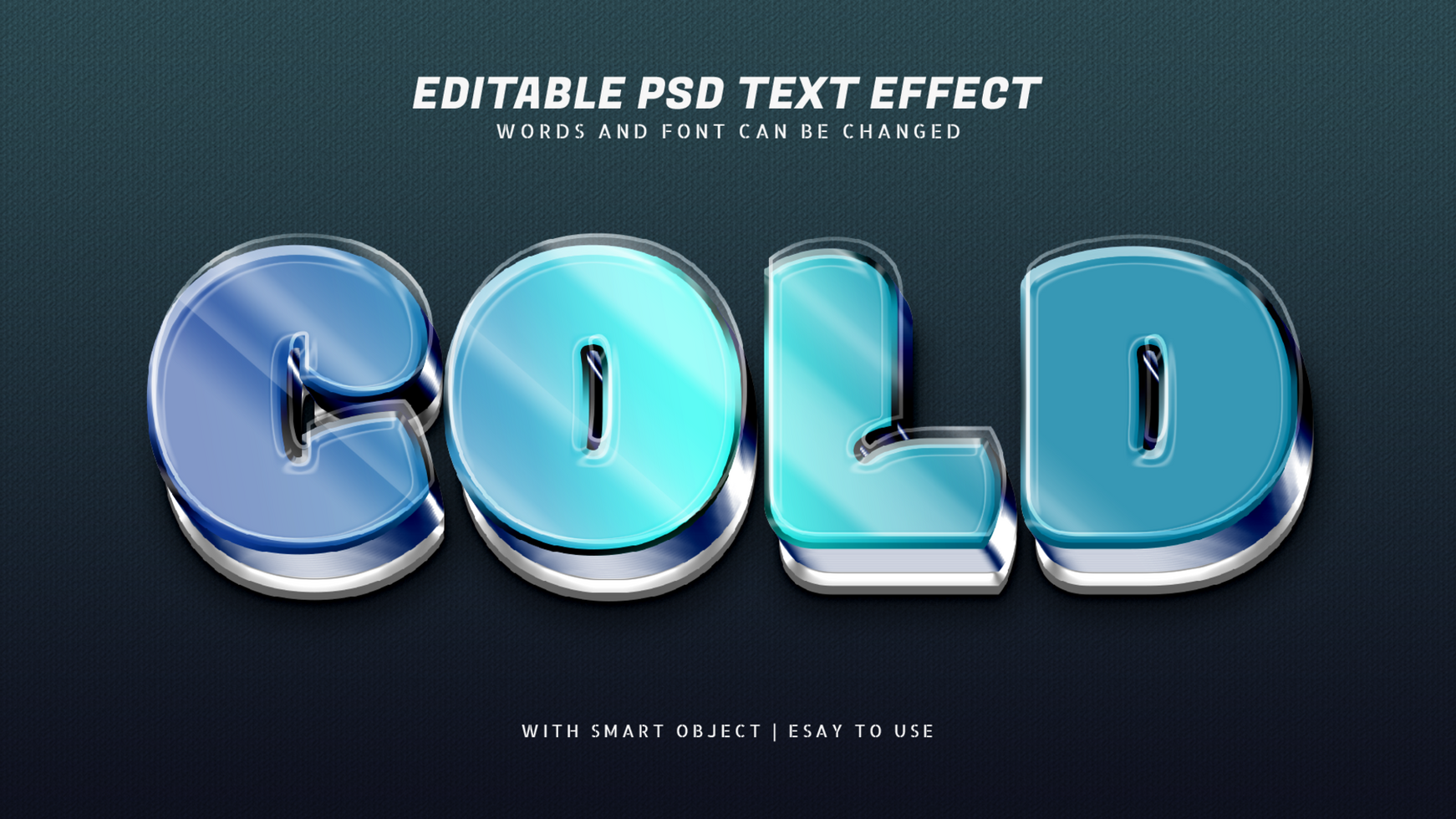 frio 3d texto efeito editável psd