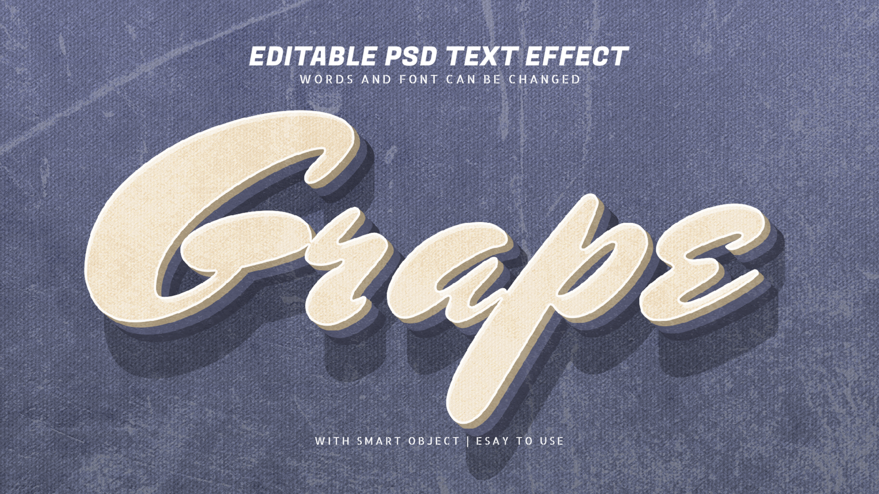 uva 3d retro vintage estilo texto efeito psd