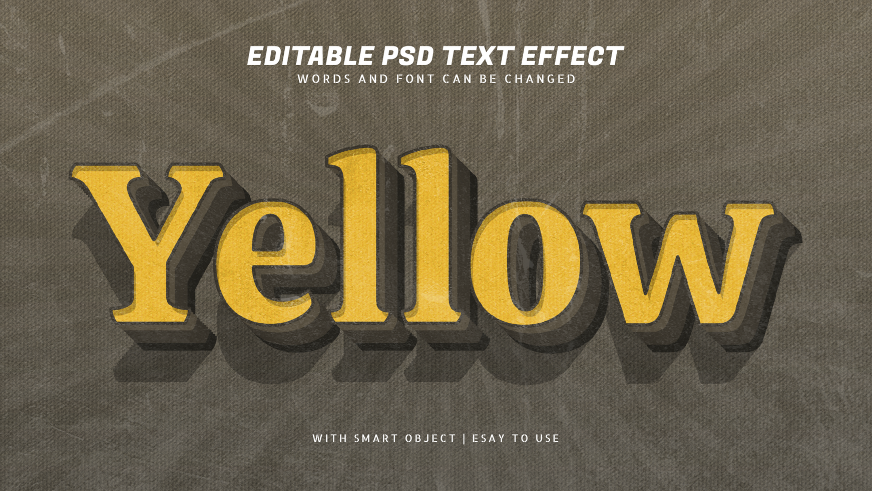 Yellow 3d vintage style text effect psd