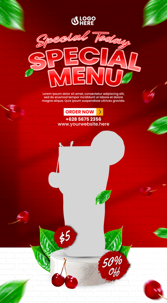 Fresh sweet juice drink menu promotion social media story banner with PSD mockup