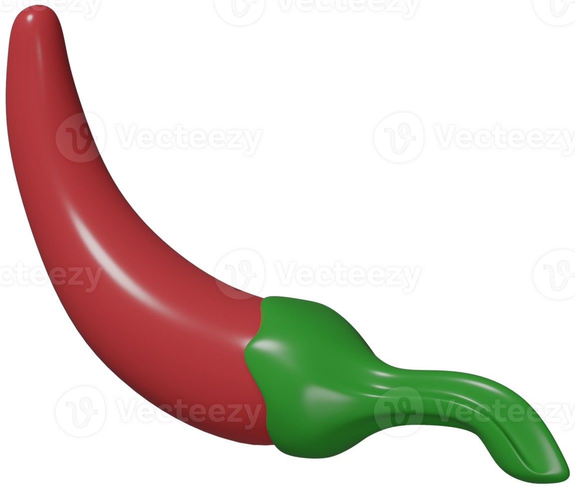 3D illustration render vegetable red pepper on transparent background png