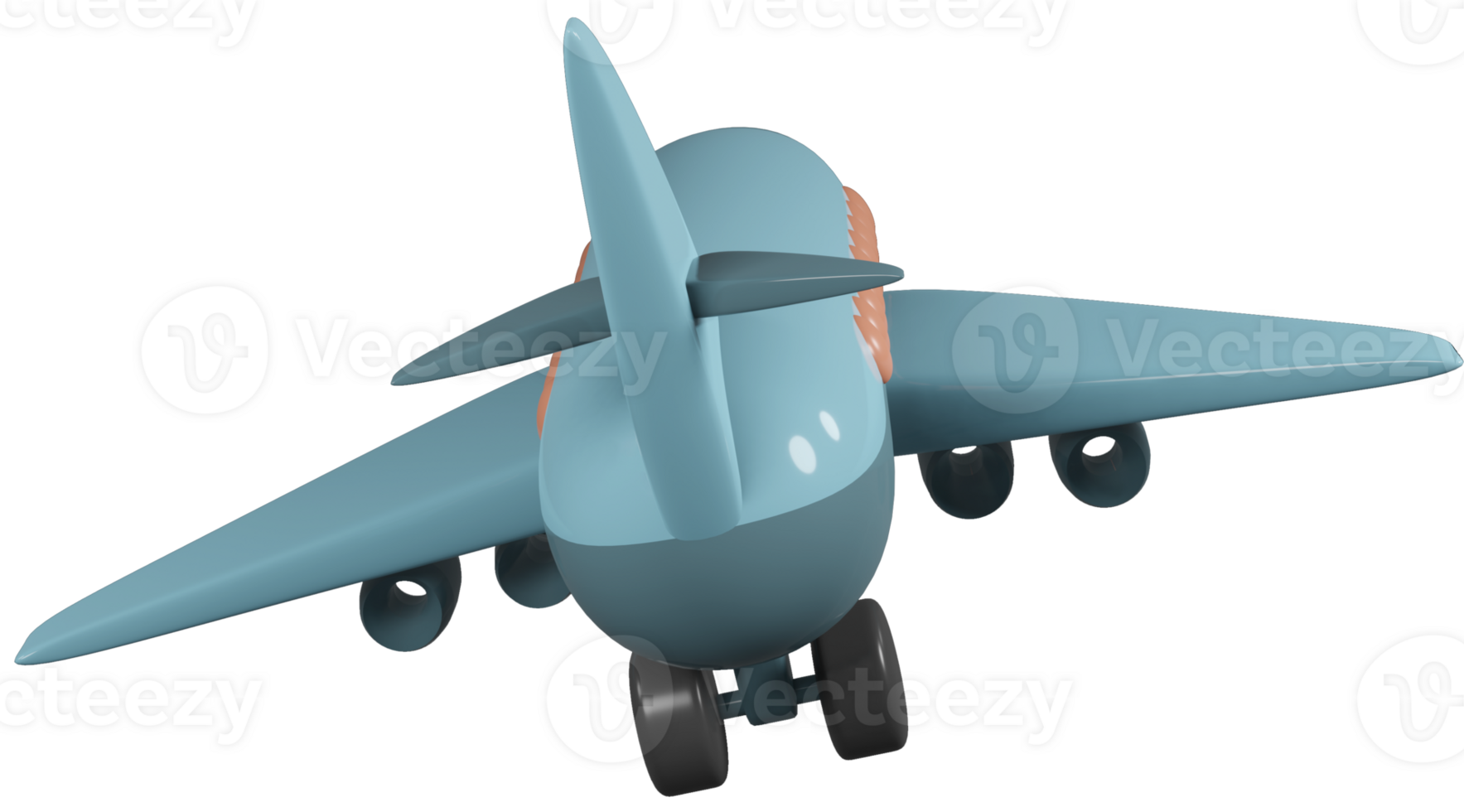 3D model of an airplane children's toy on transparent background png