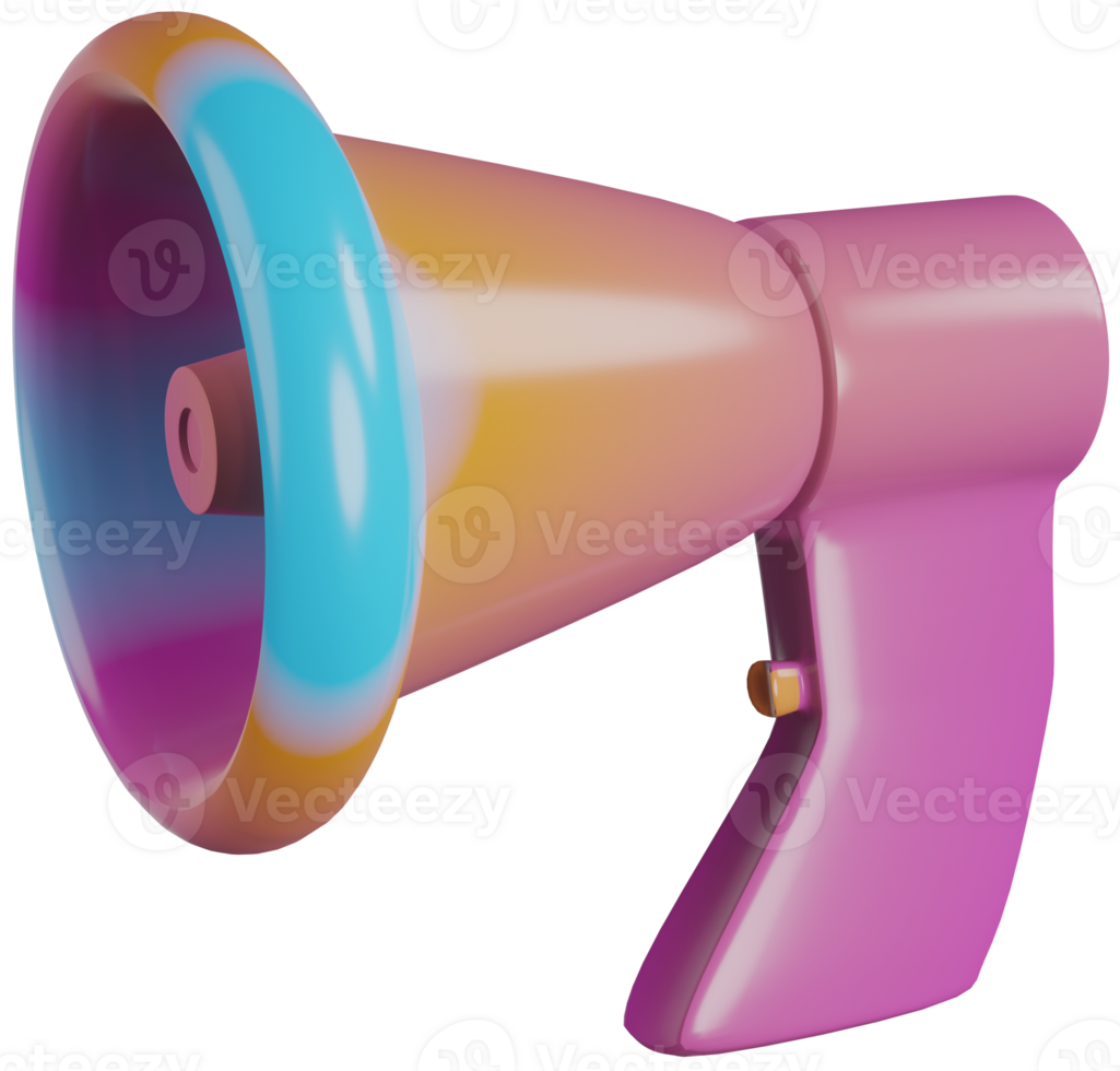 3D Illustration Render Loudspeaker Toy Multicolored Plastic On Transparent Background png