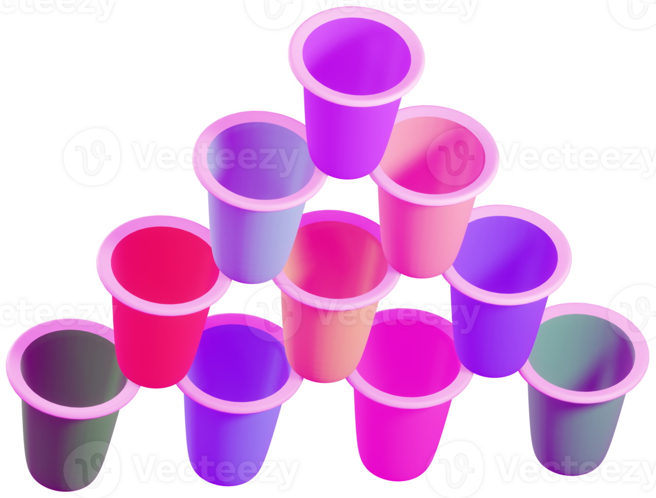 3d model- water cups gemaakt van plastic Aan transparant achtergrond png