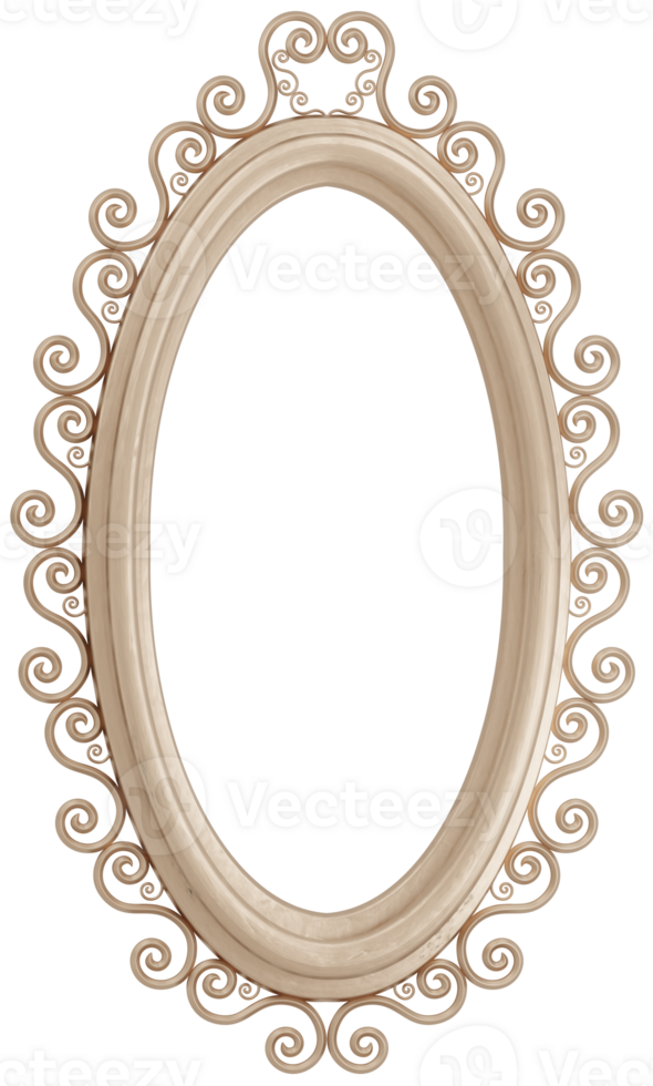 3d model oval wooden openwork frame on transparent background png