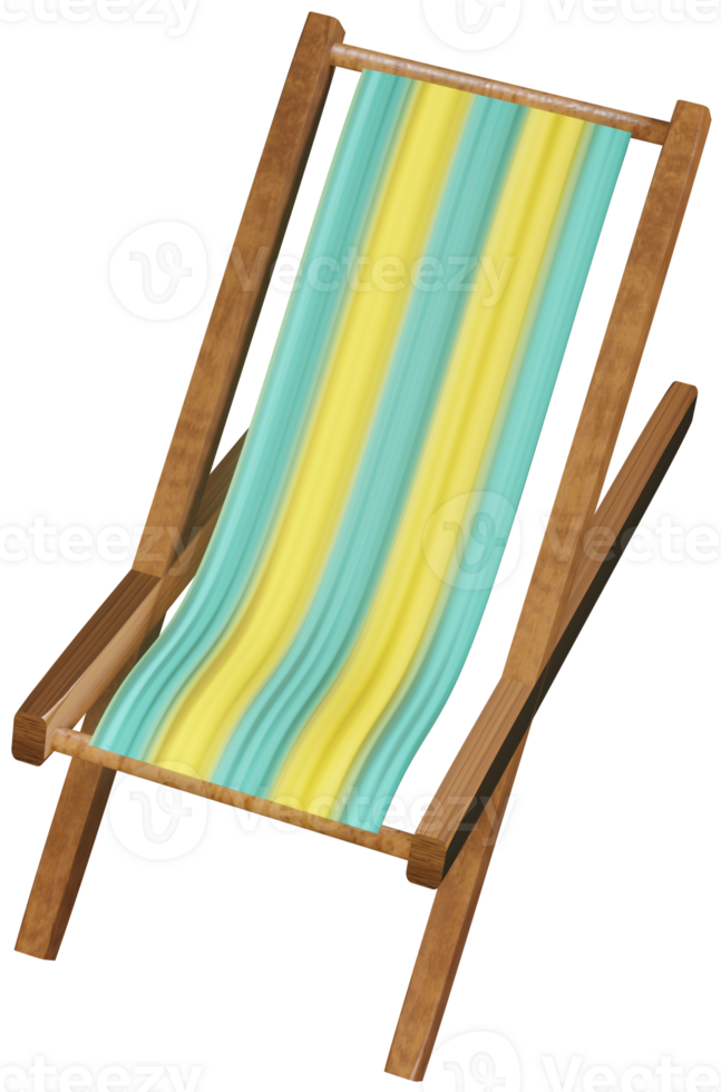 3D model of a wooden deck chair toy on a transparent background png