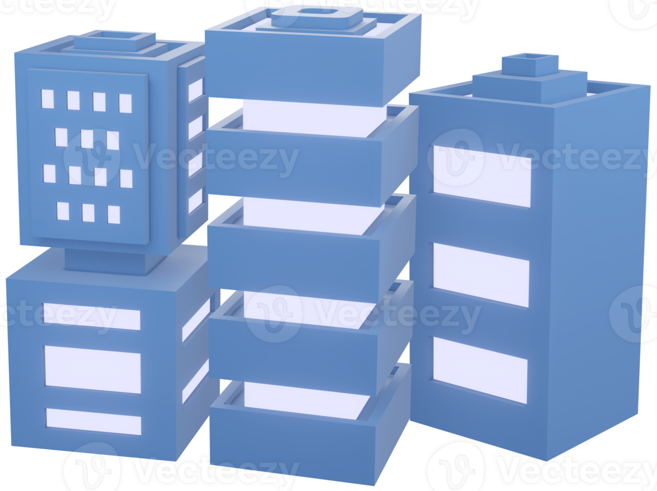 3d model multi story buildings street city on transparent background png