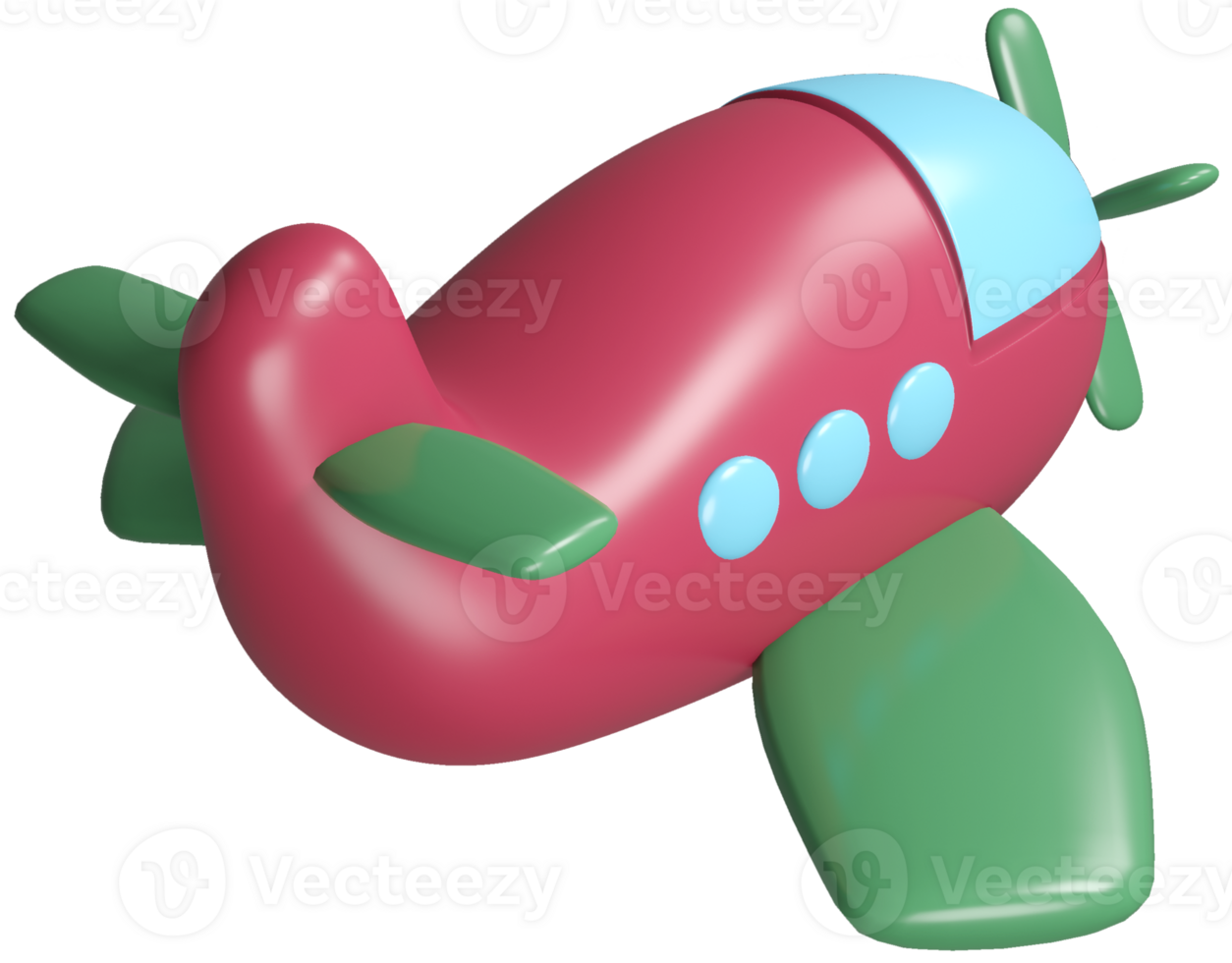 3D model of an airplane children's toy on transparent background png