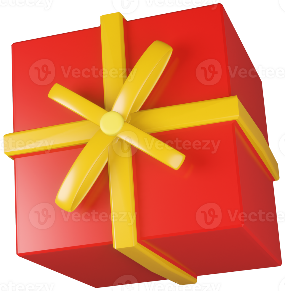 3D model of a wrapped gift with a bow on transparent background png