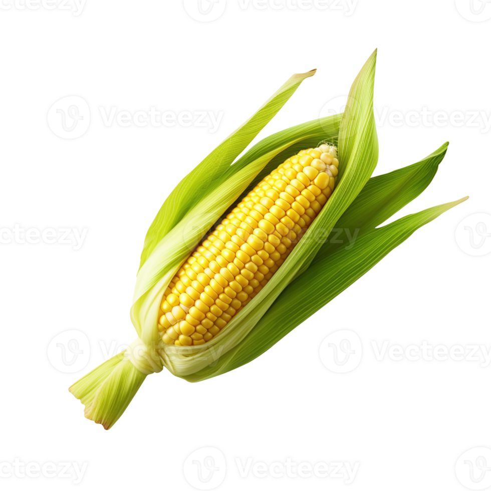 Corn, partially peeled off. AI generative. png