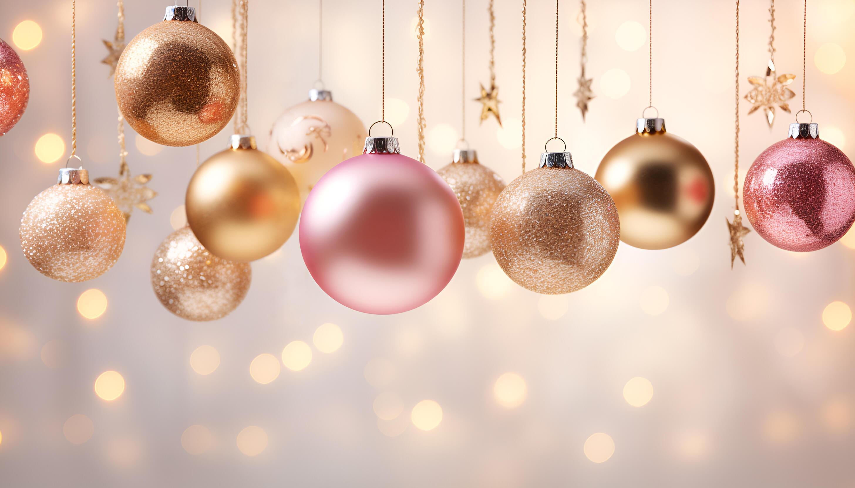 pink-and-gold-christmas-ornaments-on-the-light-background-generative-ai-27787248-stock-photo