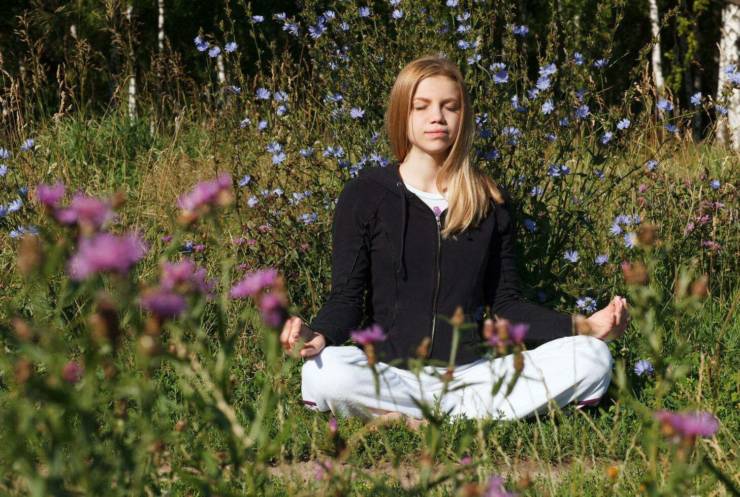 Lotus yoga pose photo