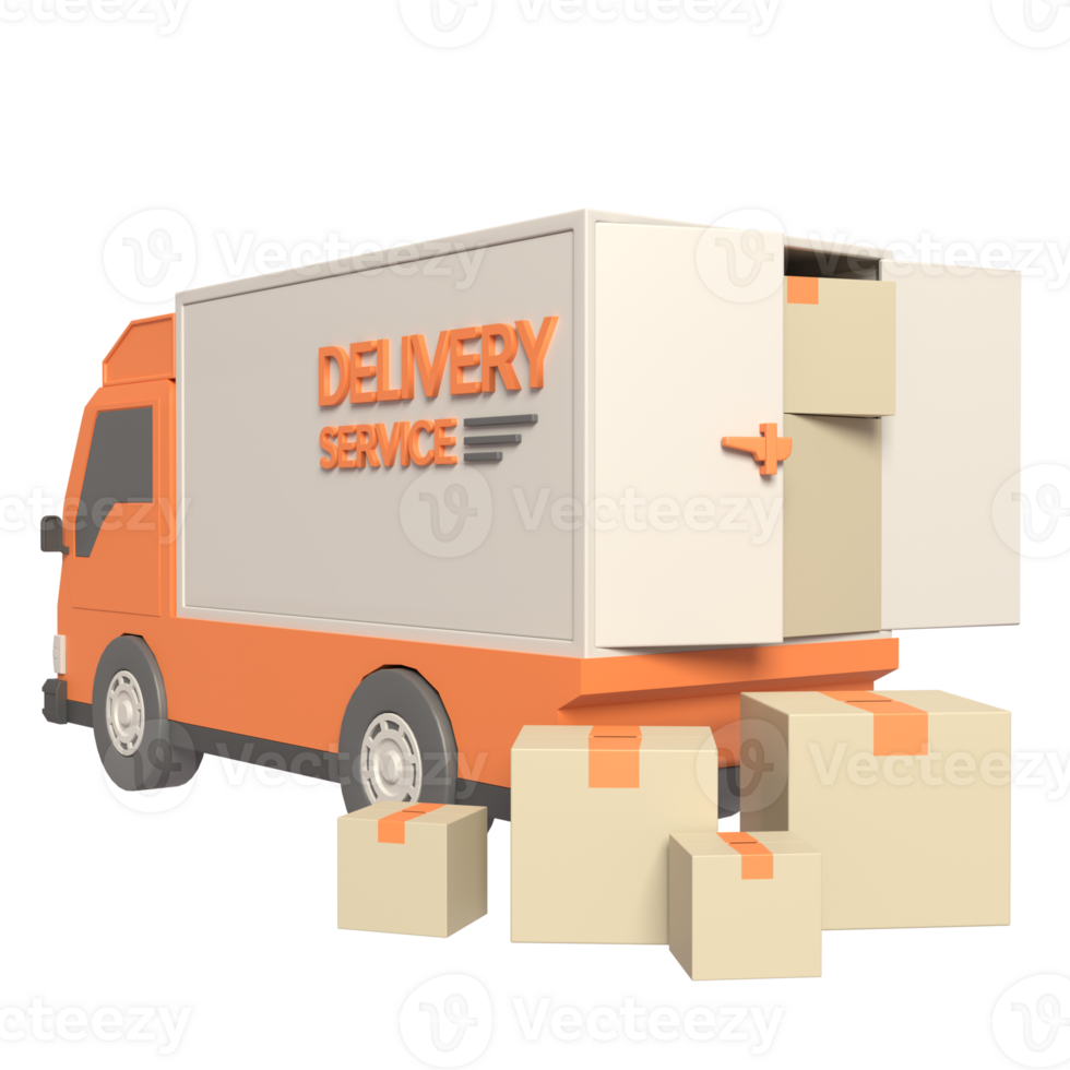 3D Delivery truck icon in high quality render image png