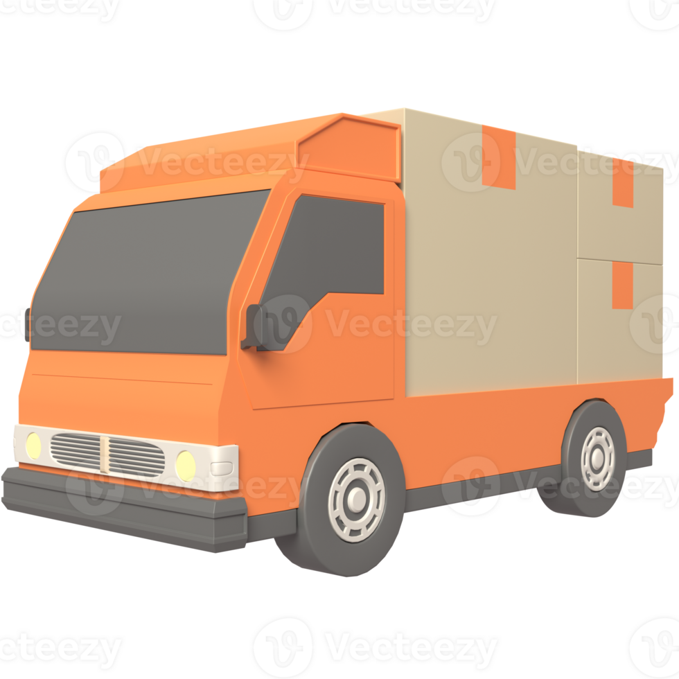 3D Delivery truck icon in high quality render image png