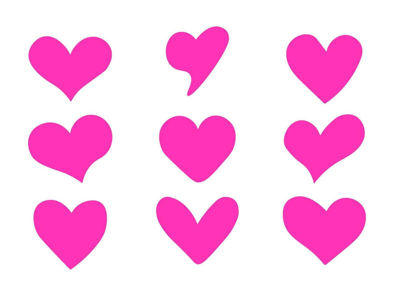 Pink hearts. Set of love symbol for web site logo, mobile app UI design. Design elements for Valentine's day and Mothers Day decoration vector