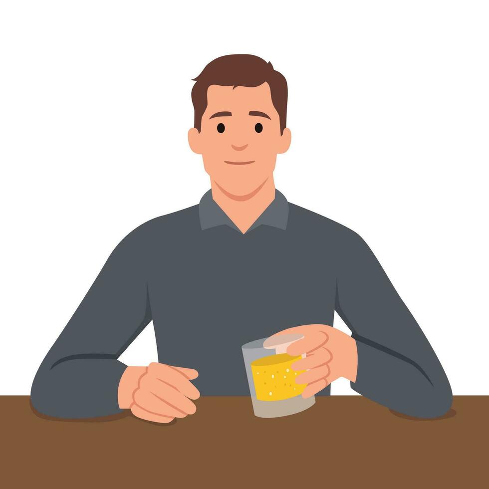 Man drinking beer. Alcohol. vector