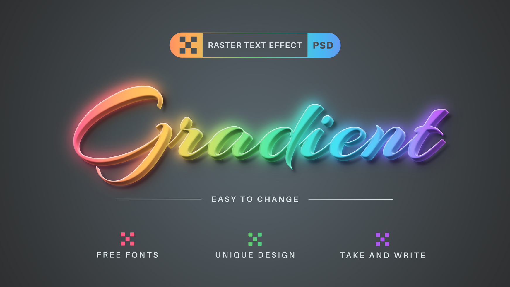 Gradient - Editable Text Effect, Font Style psd