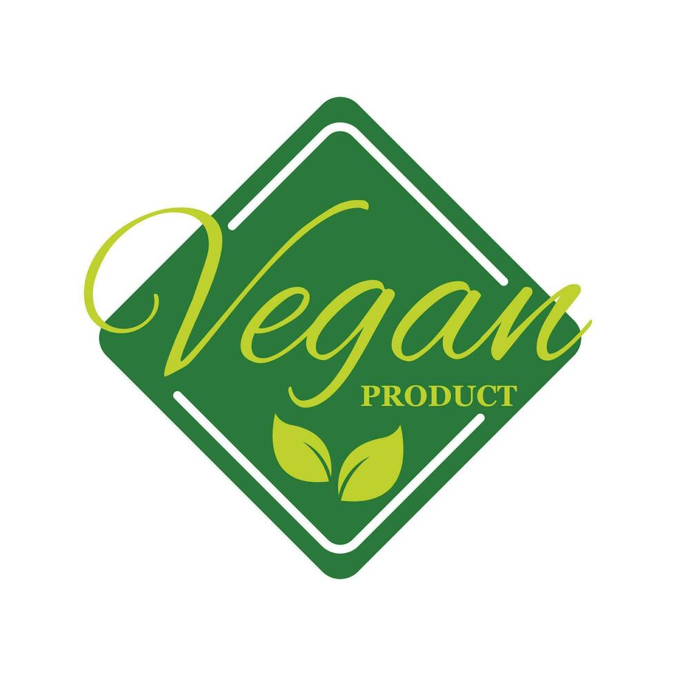 Vegan product sticker, label, badge and logo. Ecology icon. Logo template with green leaves for vegan food. Vector illustration isolated on white background