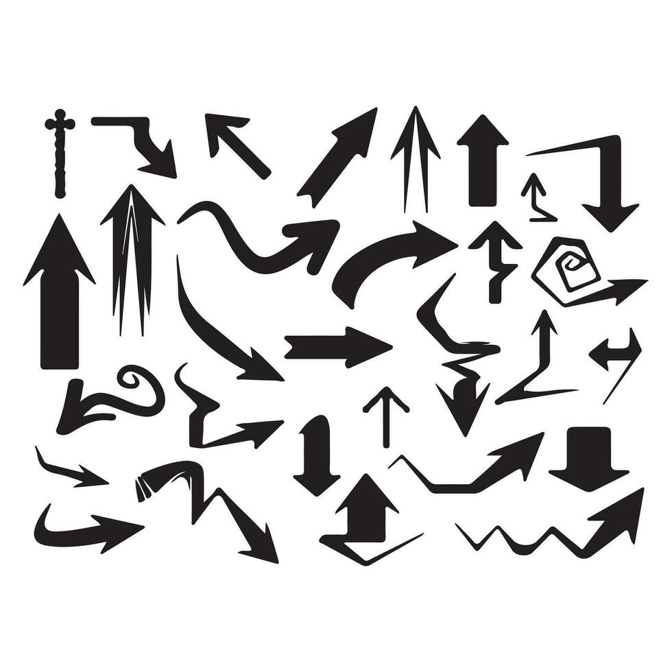 Hand drawn arrow mark icons vector