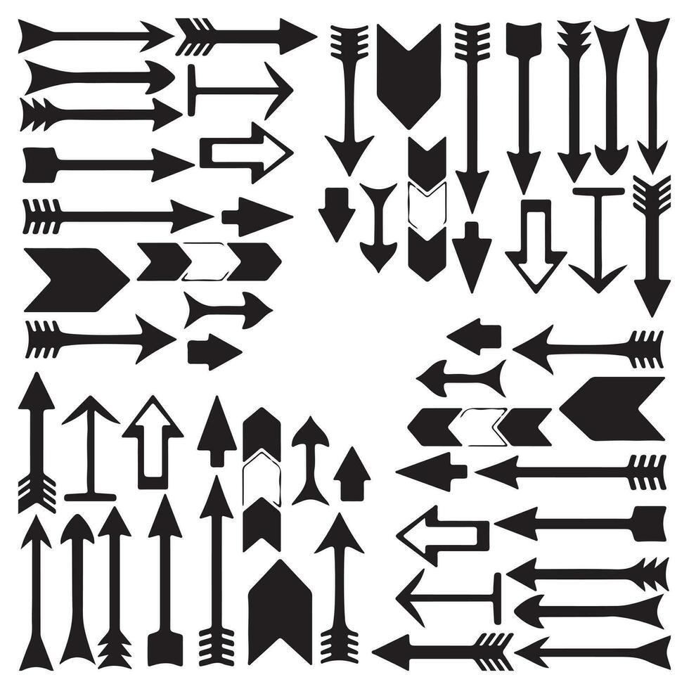 Hand drawn arrow mark icons vector