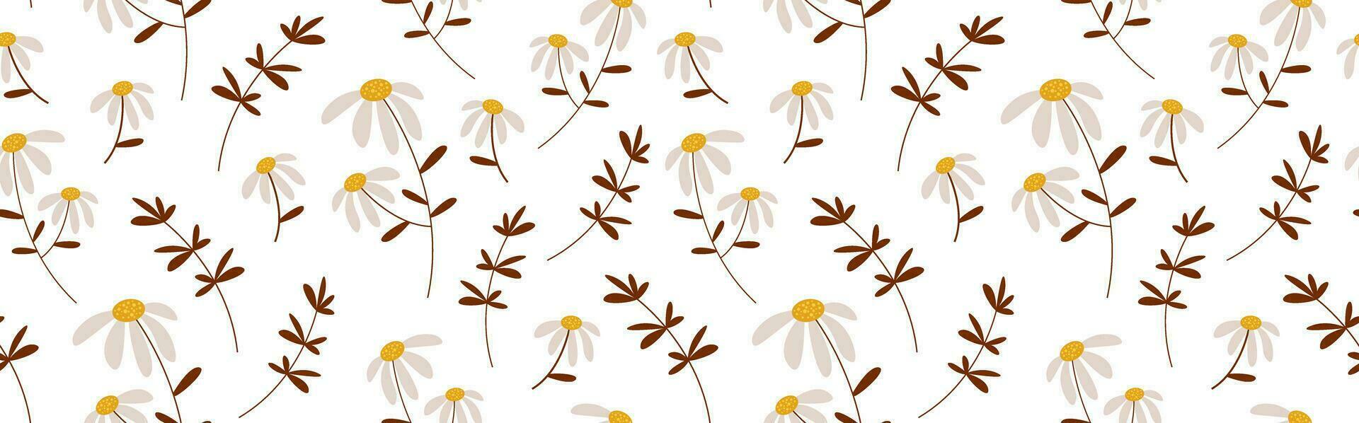 Floral seamless background. Wildflowers in flat style. Background from the herbarium. Delicate pastel colors. Background, wallpaper, textiles, printing. vector