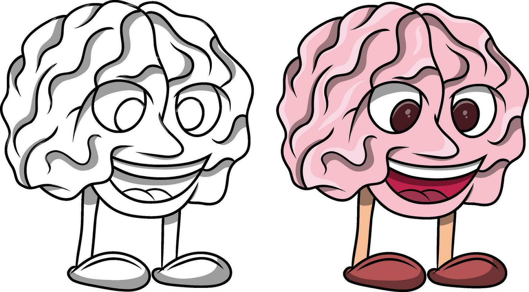 Funny Drawing of A Human Brain with Eyes and Feet vector