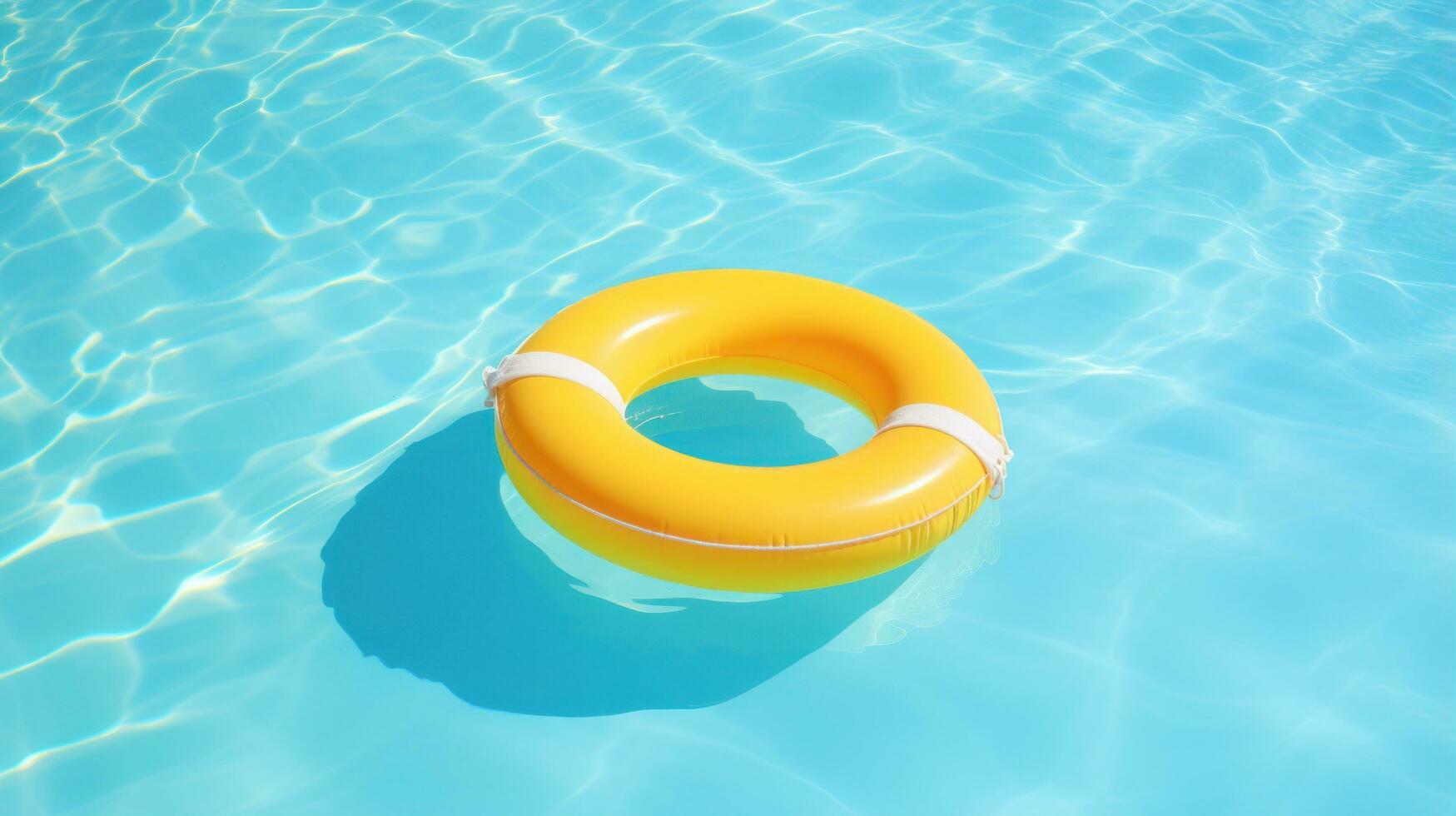 Lifering floats in a crystal clear blue swimming pool photo