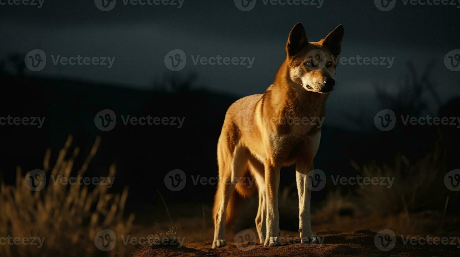 dingo dog on the background of australian nature, animals of australia. ai generative photo