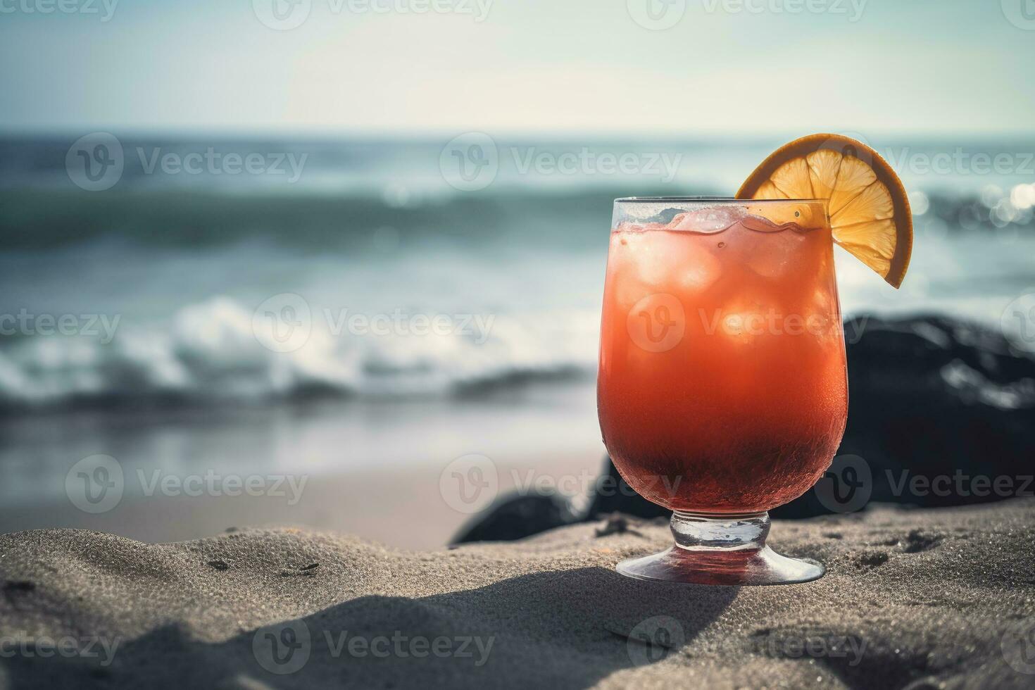 Cocktail on the beach, on a hot sunny day. ai generative photo