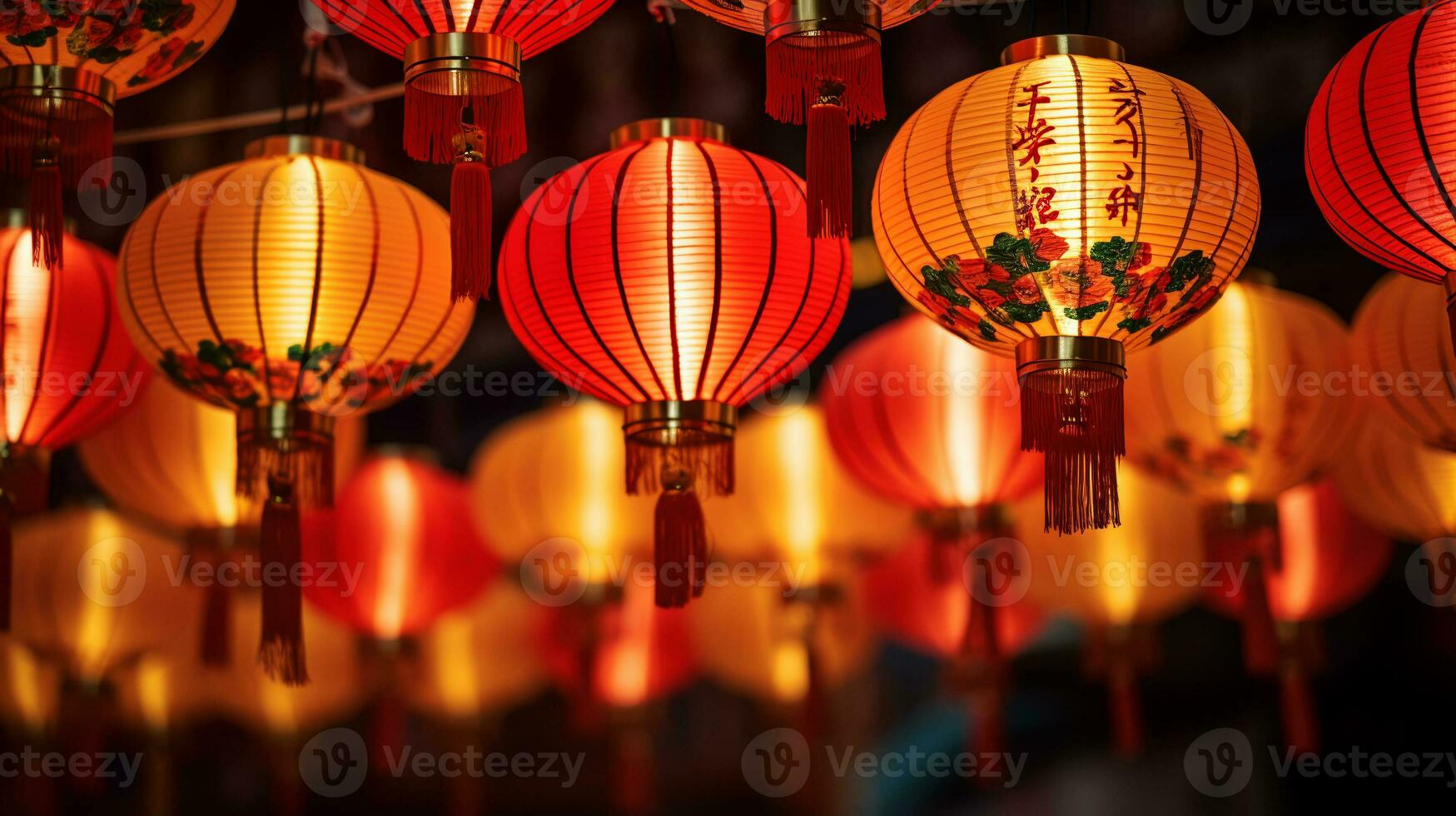 Red chinese lantern in mid-autumn festival.ai generative photo