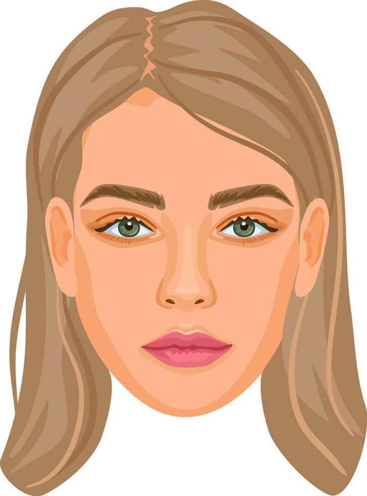 Millennial female portrait with blonde straight hair. Detailed avatar of beautiful young woman. vector