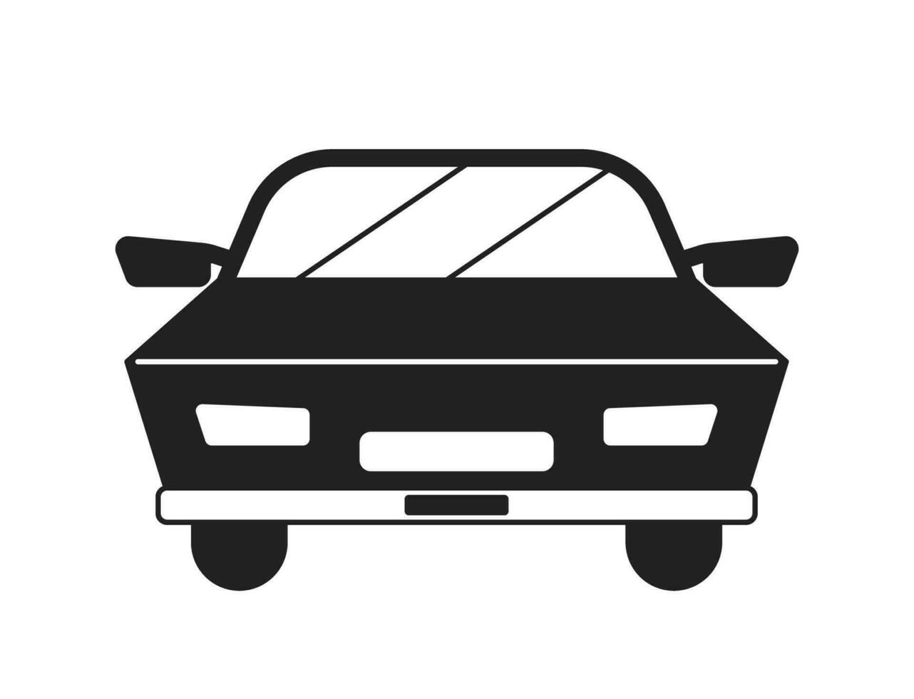 Car running away monochrome flat vector object. Modern vehicle. Editable black and white thin line icon. Simple cartoon clip art spot illustration for web graphic design