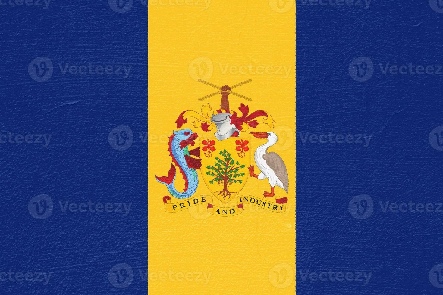 Flag and coat of arms of Barbados on a textured background. Concept collage. photo