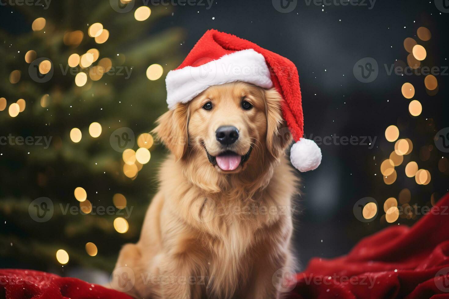 cute dog in a new year setting. concept of celebrating christmas or new year. ai generative photo