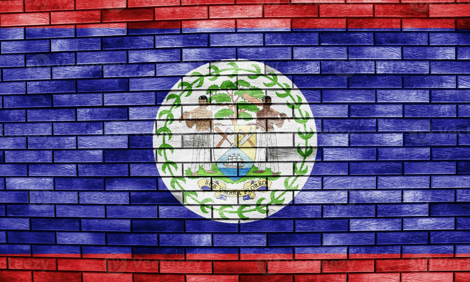 Flag and coat of arms of Belize on a textured background. Concept collage. photo