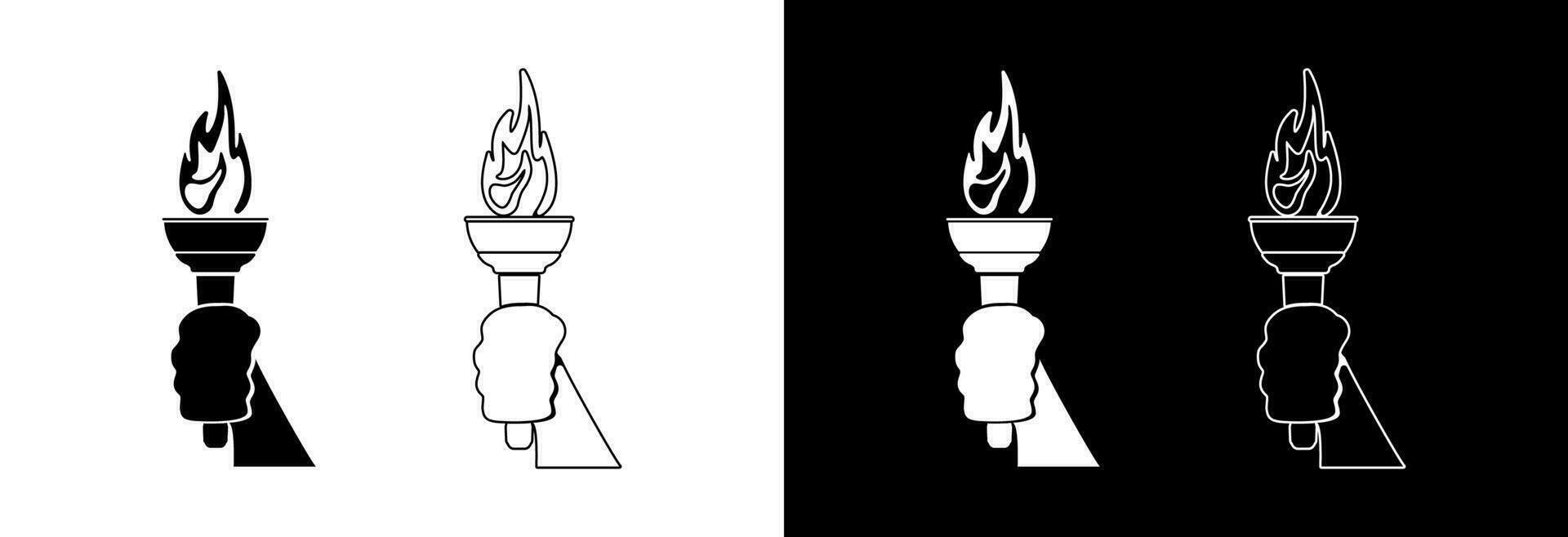 icono de un mano con un ardiente antorcha. vector