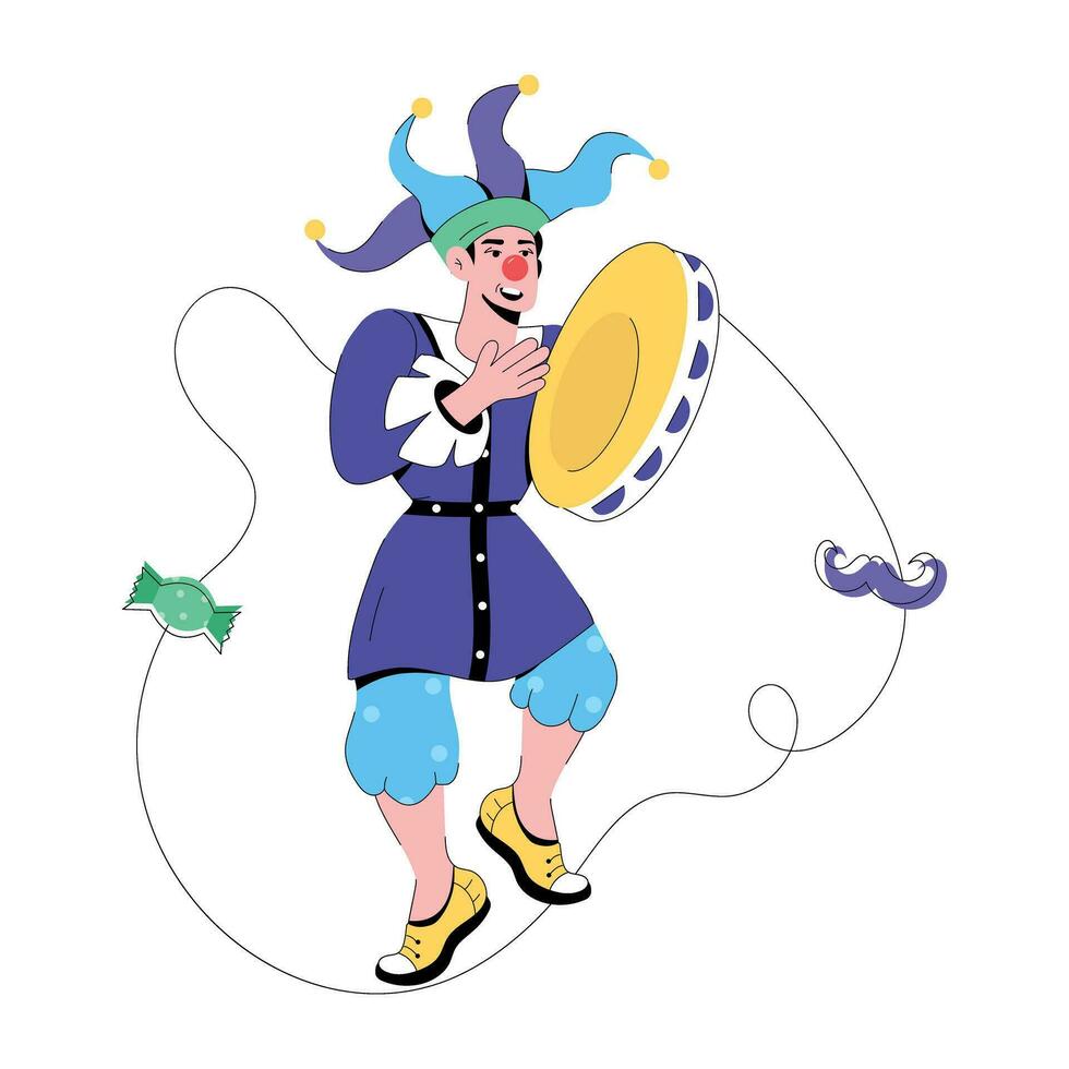 Trendy Clown Tambourine vector