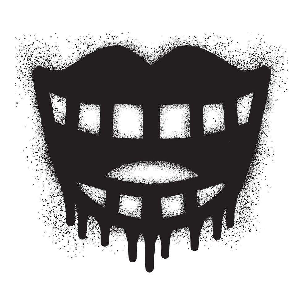 Laughing mouth graffiti with black spray paint vector