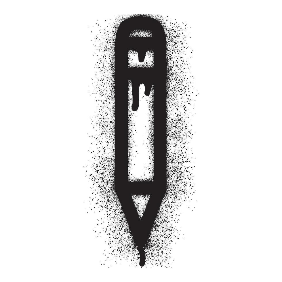 pencil icon graffiti with black spray paint vector