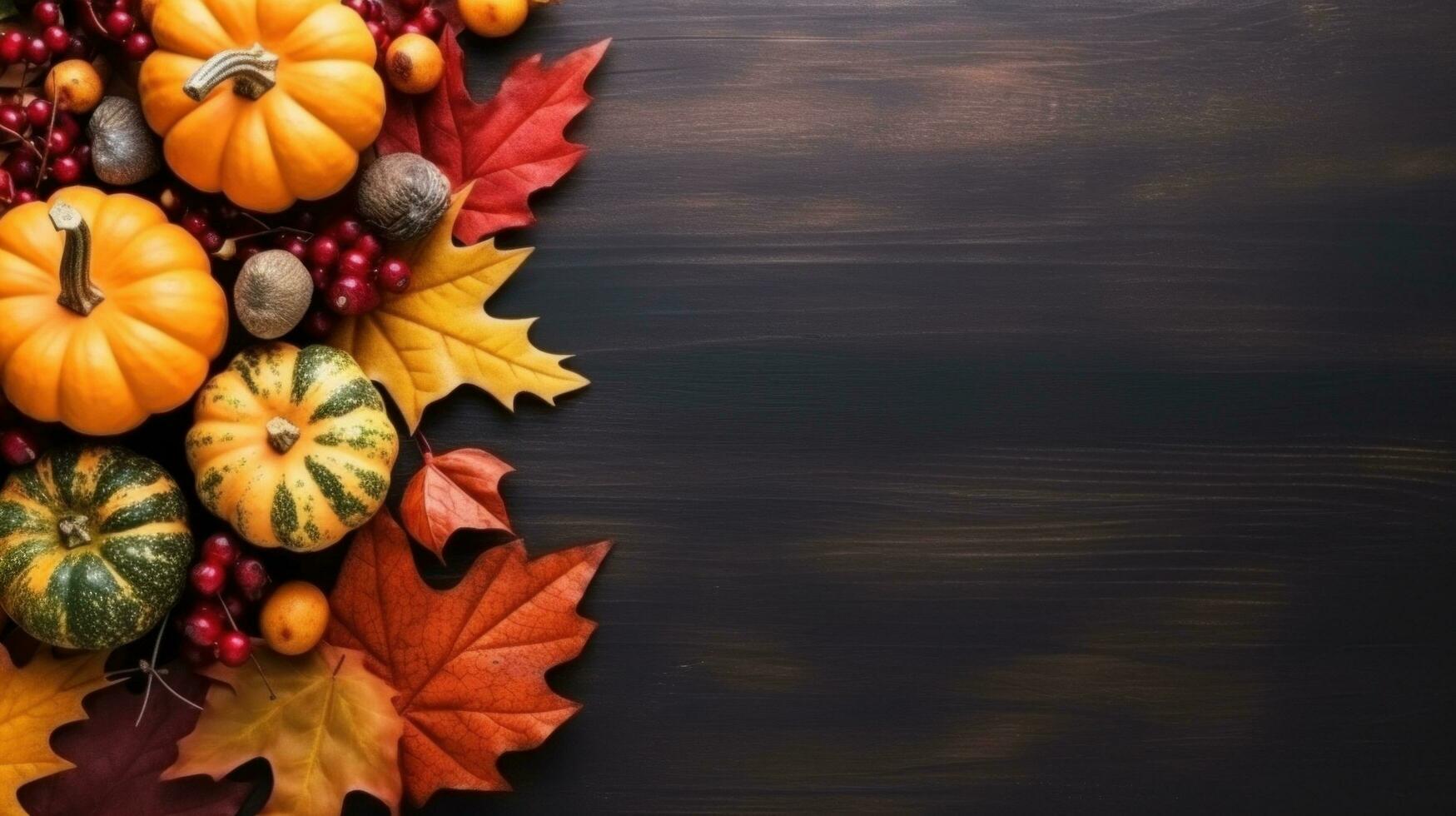 Autumn background with pumpkins photo